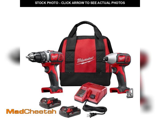 Lot 74-13614054 - Milwaukee M18 18V Lithium-Ion Cordless Drill Driver/Impact Driver Combo Kit (2-Tool) W/ Two 1.5Ah Ba...