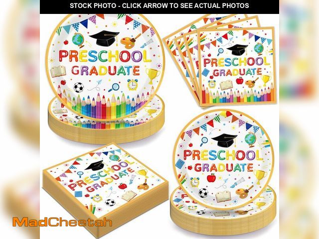 Lot 74-14143278 - 150PCS Preschool Graduation Plates and Napkins 2026 Preschool Graduation Decorations Paper Plates Ki...