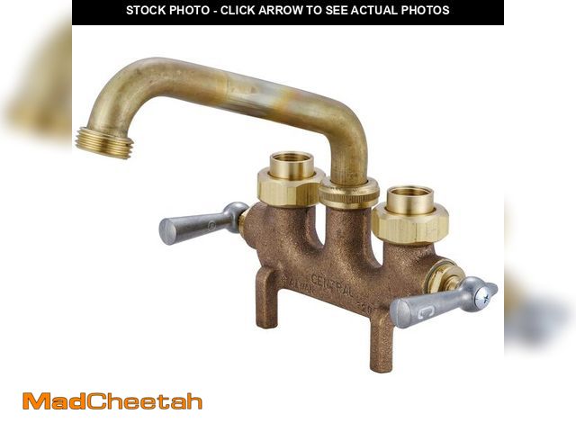 Lot 74-12710450 - Central Brass Two Handle Laundry Faucet Heavy Duty Rough Brass 6" Wall Mounted Reach Tube Swivel Spo...