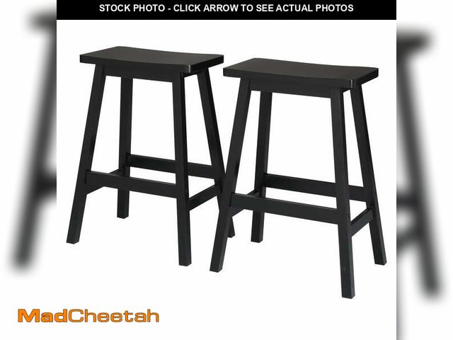 Lot 74-14322693 - Ktaxon Saddle Seat 24" Bar Stools 2 Set, Set of 2 Counter Height Barstools Solid Wood Dining Room Ki...