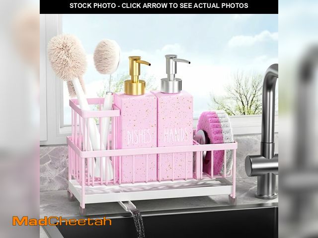 Lot 74-13541521 - Cisily Dish Soap Dispenser, 12 fl oz Kitchen Soap Dispensers with Sponge Holder, Gold and Silver Pum...