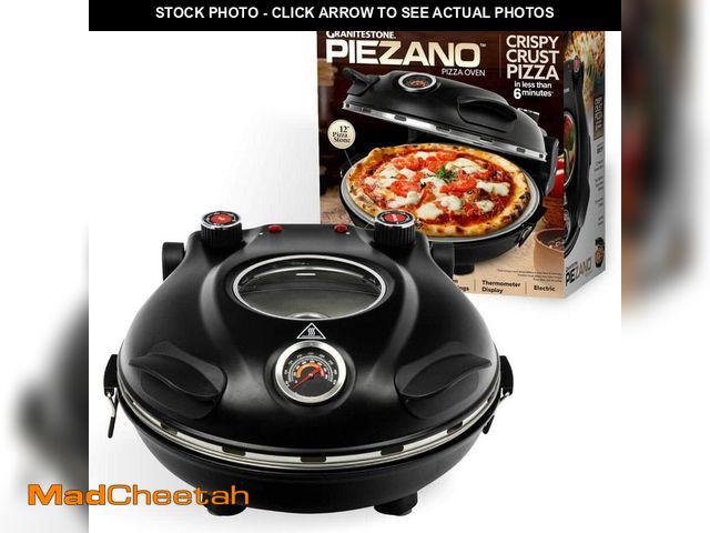 Lot 74-13691719 - *DIRTY* GRANITESTONE Piezano 12 in. Black Portable Countertop Stone Bake Indoor Grill Electric Oven ...
