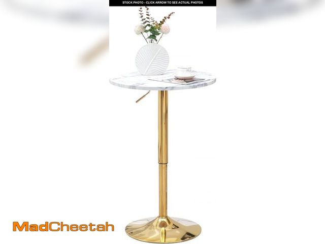 Lot 74-12167345 - Finnhomy 24'' Round Cocktail Bar Table with Metal Base, Tall Bistro Pub Table, Adjustable 27.9''-35....