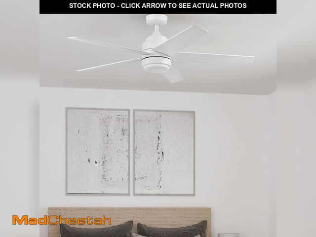 Lot 74-13664249 - harbor breeeze carlow Adjustable White LED Covered Outdoor Ceiling Fan With Light and Remote Control...