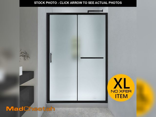 Lot 74-12693595 - FELYL 44-48" W x 72" H Framed Single Sliding Shower Door with 1/4" (6mm) Frosted SGCC Tempered Glass...
