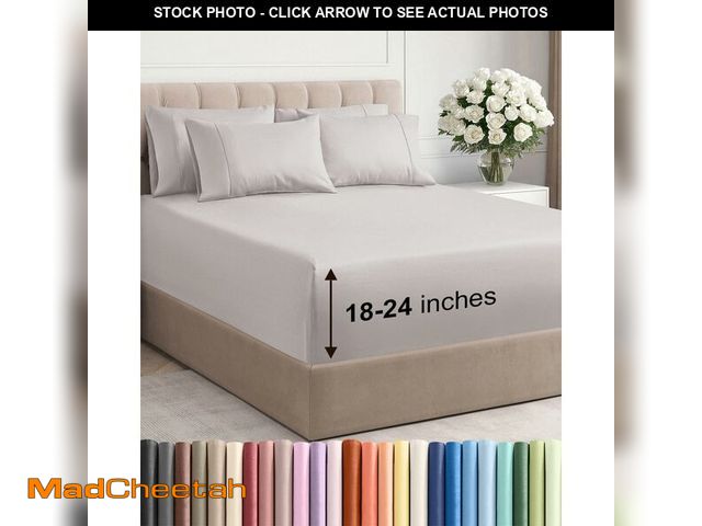 Lot 74-14333779 - Extra Deep King Sheet Set - 6 Piece Breathable and Cooling Sheets - Hotel Luxury Bedding for Women, ...