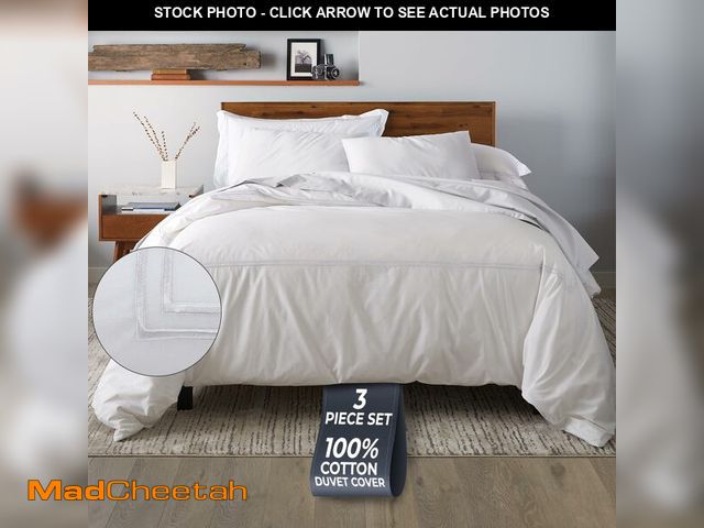 Lot 74-14475280 - Ella Jayne Duvet Cover Full (3 Pieces), 100% Cotton Percale, Full/Queen, Soft Breathable &amp; Light...