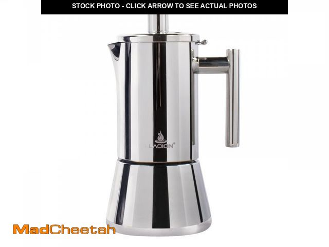 Lot 74-12309125 - LAOION Stovetop Espresso Maker, 6Cup 10 oz Moka Pot, Stainless Steel Cuban and Italian Coffee Maker ...