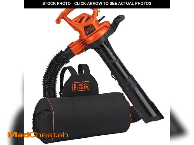 Lot 74-14113226 - *DIRTY* BLACK+DECKER 12 AMP 250 MPH 400 CFM Corded Electric 3-In-1 Backpack Leaf Blower, Vacuum &amp...