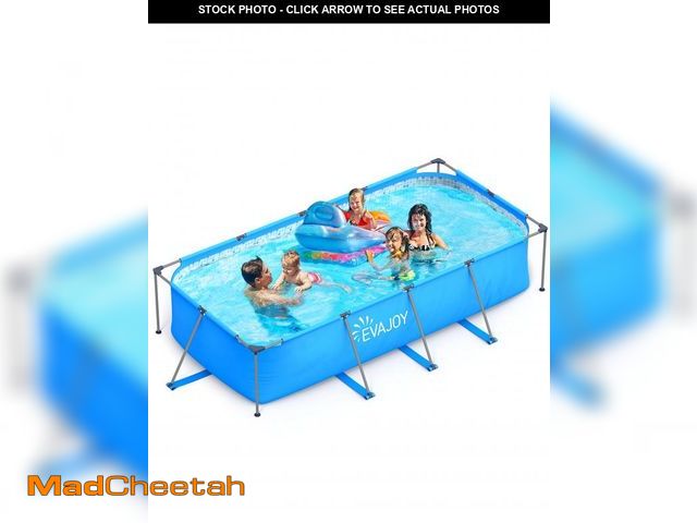 Lot 74-12160271 - EVAJOY 14ft x 7ft x 33in Metal Frame Swimming Pool, Outdoor Rectangular Above-Ground Pool with Steel...