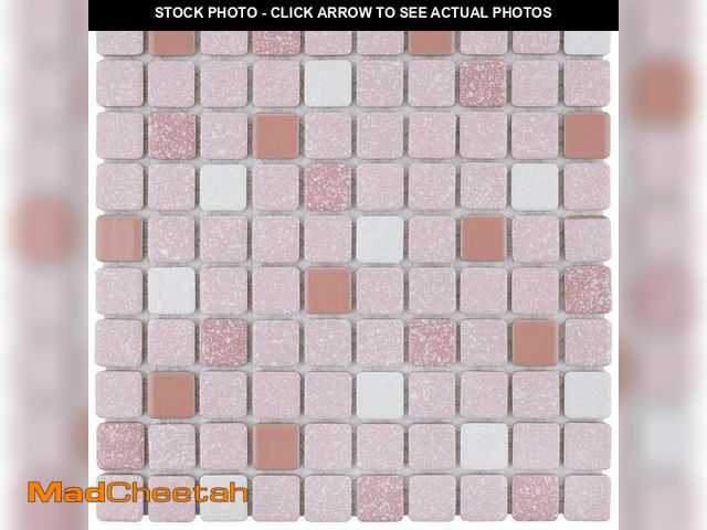 Lot 74-12551761 - Crystalline Straight Edge Square Pink 11-3/4 in. x 11-3/4 in. Porcelain Mosaic Tile (29.4 sq. ft./Ca...