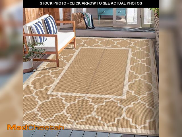 Lot 74-13816673 - DEORAB Outdoor Rugs Waterproof Plastic Straw Mat 8'x10' Reversible for RV Patio Deck Beach Brown &am...