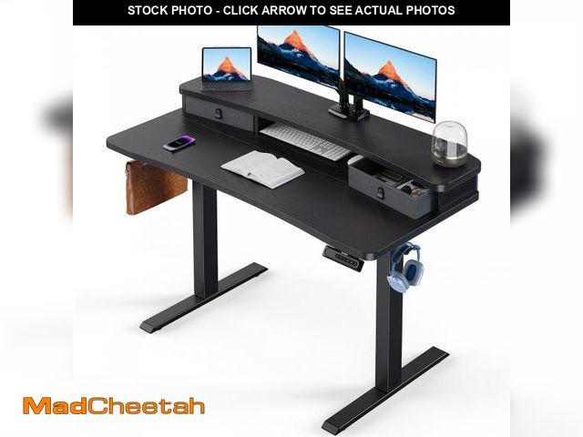 Lot 74-12525539 - HUANUO 48Ã¢â¬Â³ x 24Ã¢â¬Â³ Electric Standing Desk with 2 Drawers, C-Clamp Mount Compatible, Height...