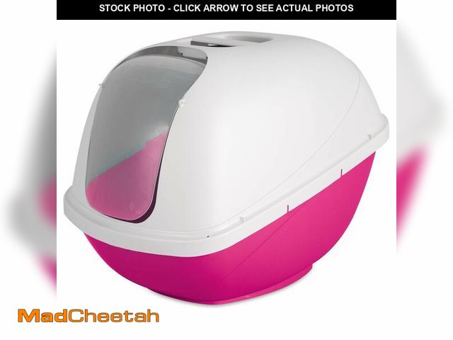 Lot 74-12805651 - Petmate Basic Hooded Cat Litter Pan, Large, Pink and White, Made in USA - UNUSED