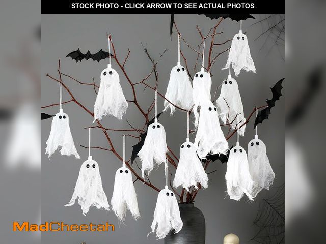 Lot 74-12717206 - SmoothNovelty 18 Pcs Halloween Ghost Hanging Decorations Small Spooky Ghost Hanging Ornaments 3.15 I...