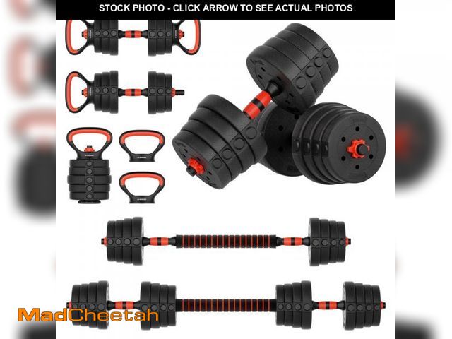 Lot 74-12486432 - MaxKare 66LB Adjustable Weight Dumbbell Set 4 in 1 Set as Dumbbell Barbell Kettlebell Push-up Stands...