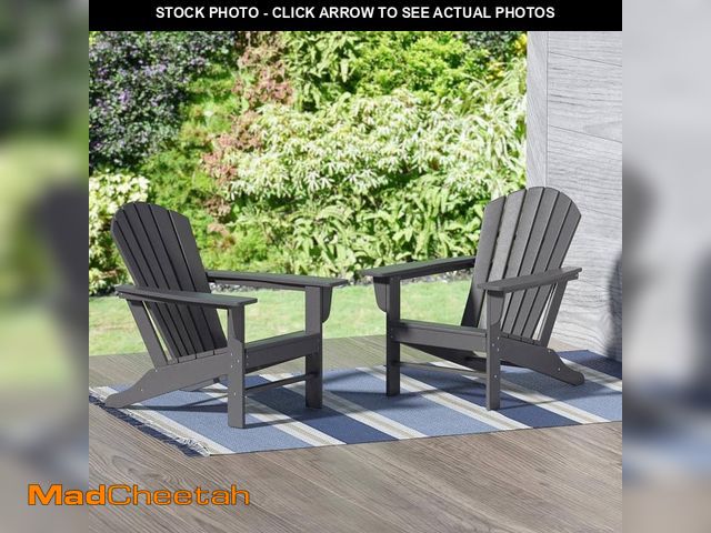 Lot 74-12465480 - WESTIN OUTDOOR Mason Gray Poly Plastic Outdoor Patio Classic Adirondack Chair, Fire Pit Chair (Set o...