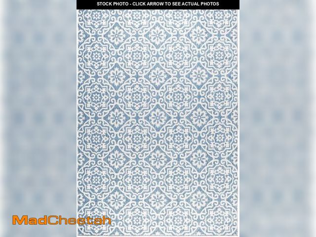 Lot 74-12400000 - Nicole Miller New York Patio Country Julia Transitional Geometric Indoor/Outdoor Area Rug, Blue/Grey...