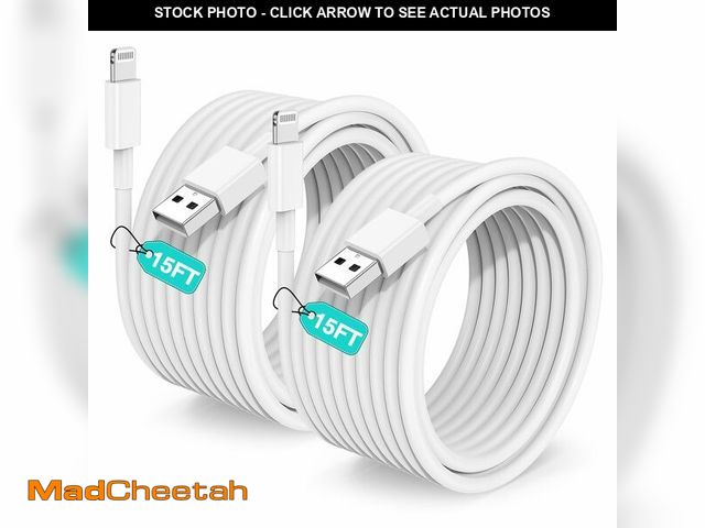 Lot 74-13625606 - Hcoob 15 FT iPhone Charger Cord Extra Long, [Apple MFi Certified] Lightning Cable 5M, 2.4A Long iPho...
