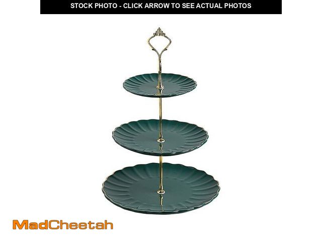 Lot 74-12706213 - Sweejar 3 Tier Ceramic Cake Stand Wedding, Dessert Cupcake Stand for Tea Party Serving Platter (Jade...