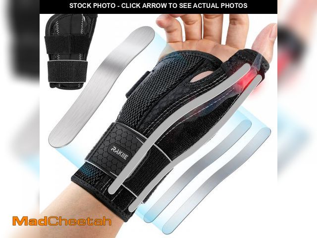 Lot 74-12120072 - Rakiie Thumb Brace Right Hand, 5X Ergonomic Reinforced Support Carpal Tunnel Wrist Brace Night Suppo...