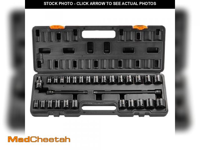 Lot 74-12463952 - SKYSHALO 3/8 in. Impact Sockets Set 6 Point Drive Bit Ratchet Tool Kit Case (29-Piece) - USED