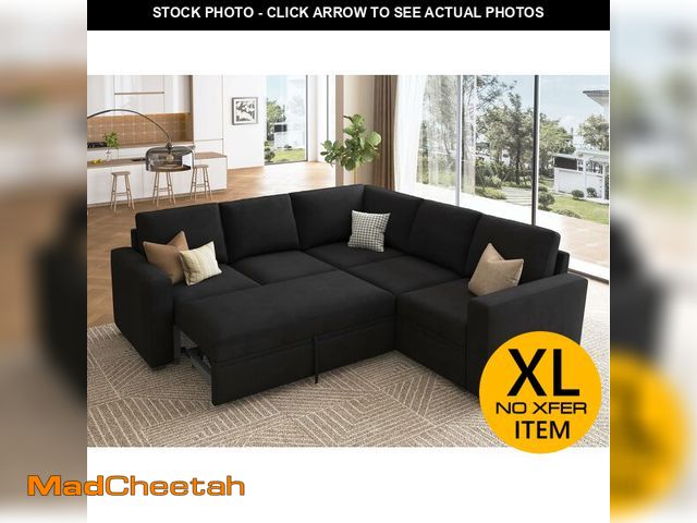 Lot 74-12786641 - (ONLY CORNER PIECE AND TWO SEAT PIECES)HONBAY Sectional Sleeper Sofa with Pull Out Bed, Velvet L Sha...