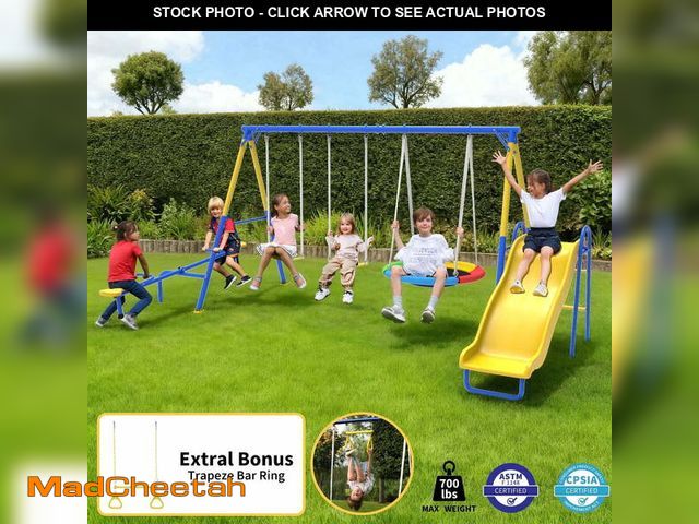 Lot 74-14071285 - Metal Swing Sets for Backyard,Fashionsport Outfitters Heavy-Duty Outdoor Kids Swing Sets for Playgro...