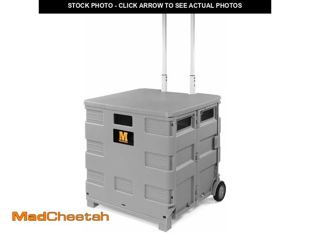 Lot 74-14250965 - MaxWorks Collapsible Rolling Utility Cart with Lid 80 lb Capacity Folding Dolly with Telescoping Han...