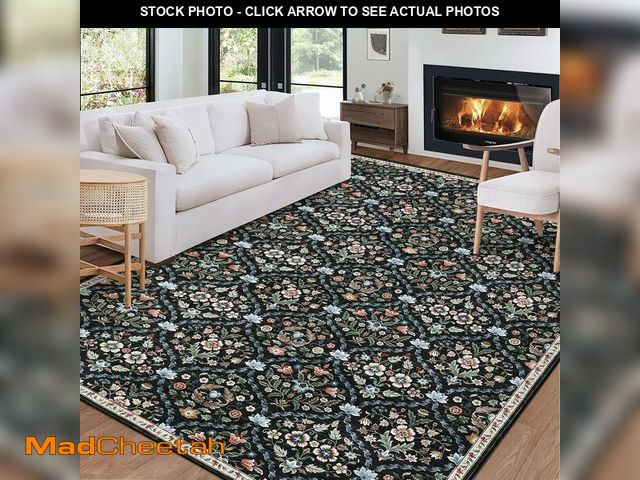 Lot 74-12696398 - GarveeHome Washable Rug 5x7 Non Slip Vintage Rugs Oriental Area Rug Floral Trellis Rugs Non Shedding...