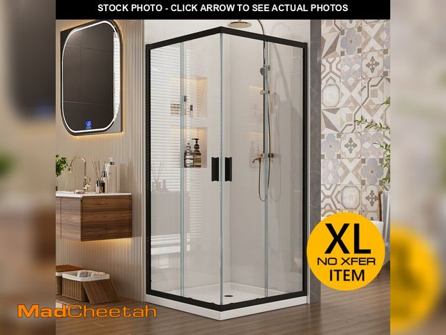 Lot 74-13011684 - Sunrosa Corner Sliding Shower Enclosure 36" x 36" x 76", Tempered Glass 1/4 in. Double Sliding Showe...