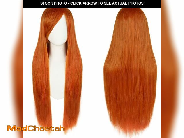 Lot 74-12973472 - IMEYLE Long Straight Orange Cosplay Wig with Bangs Long Orange Wigs Women Ginger Straight Wig Ginger...
