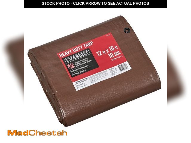 Lot 74-14255399 - Everbilt 12 ft. x 16 ft. Brown and Silver Heavy Duty Tarp - UNUSED