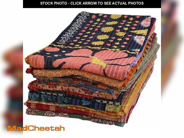 Lot 74-14264447 - ANB ELEVATING EVERYDAY LIVING Indian Mix Lot Whole Sale Tribal Kantha Quilts Vintage Cotton Bed Cove...