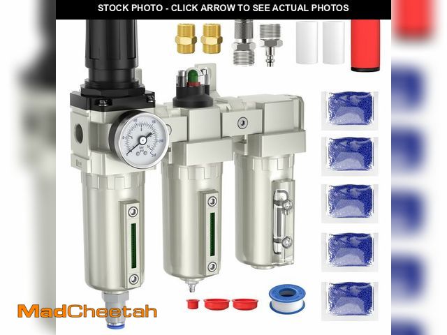 Lot 74-14204871 - 1/2" NPT Air Compressor Water Separator, Industrial Grade 3 Stage Air Drying System with 0-240 PSI A...