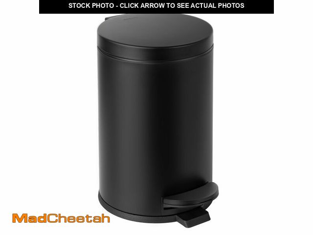 Lot 74-14474194 - Cesun Small Round Bathroom Trash Can with Lid Soft Close, 1.2 Gal, Black - UNUSED