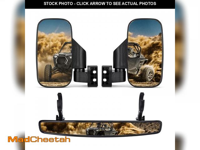 Lot 74-12308720 - KEMIMOTO UTV Side Mirrors and Rear Center Mirror with 1.5" to 2" Roll Bar Cage Compatible with Polar...