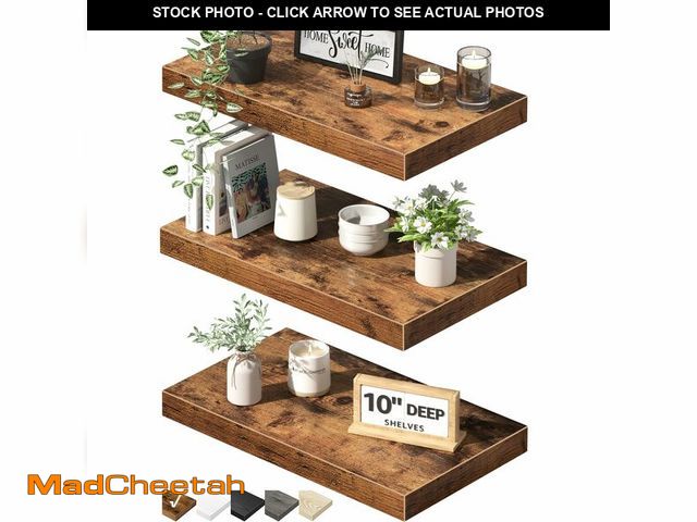 Lot 74-13718957 - QEEIG 10" Deep Floating Shelves for Wall - 10 x 16 inch Book Shelf Bathroom Bedroom Kitchen Living R...