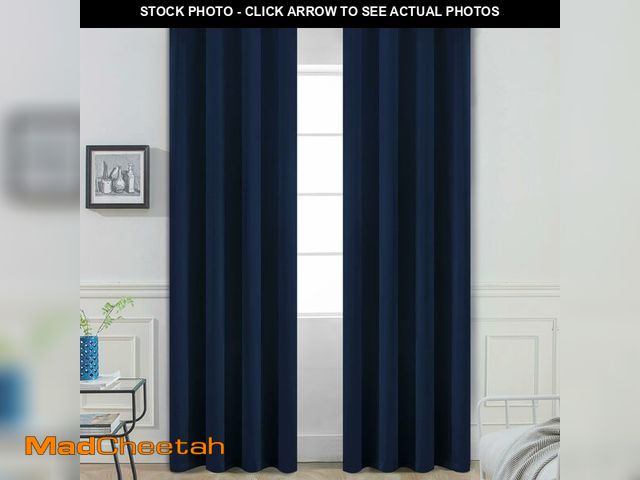 Lot 74-14155108 - Yakamok 84 Inch Long Light Blocking Navy Blue Blackout Curtains, Room Darkening Thermal Insulated Bl...