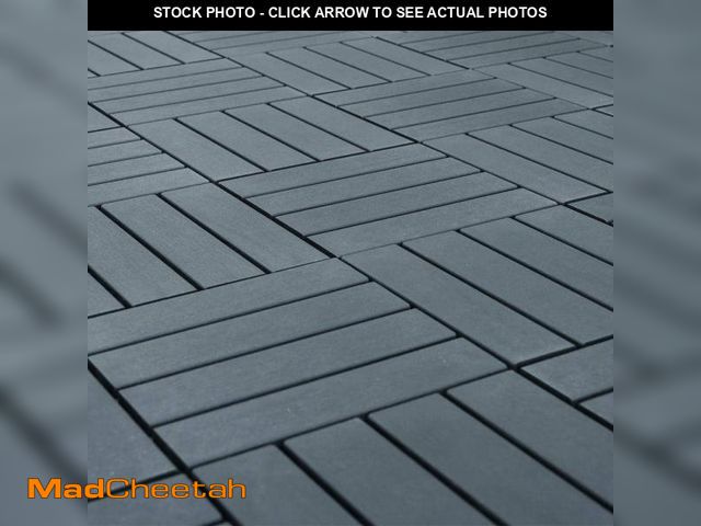 Lot 74-12288864 - 1 ft. x 1 ft. All-Weather Plastic Square Interlocking Patio Deck Tiles, Outdoor Striped Pattern Floo...