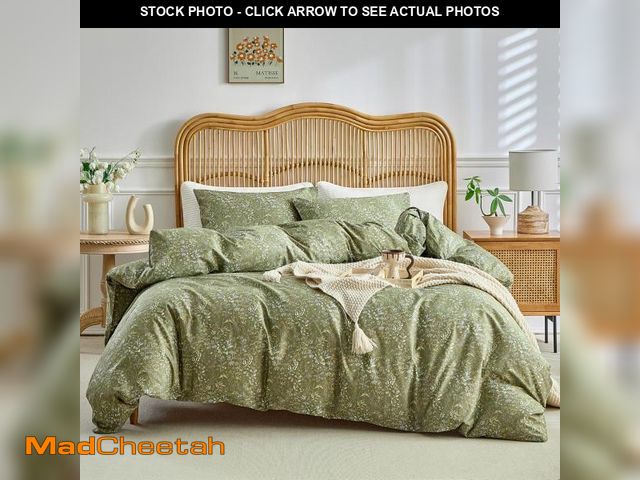 Lot 74-11546289 - AMWAN King Size Comforter Set Olive Green 3 Pieces King Boho Floral Bedding Set, All Season King Bed...