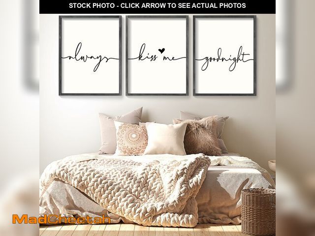 Lot 74-13548225 - Set of 3 Framed Always Kiss Me Goodnight Sign 11"x14" Living Room Wall Decor for Farmhouse Rustic Ho...