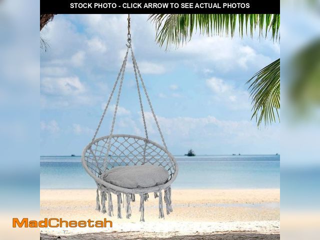 Lot 74-12490611 - Garpans Hanging Hammock Chair Mesh Woven Rope Macrame Swing Chair for Indoor Outdoor Patio Chair Fes...