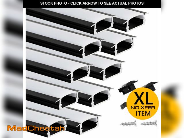 Lot 74-12786602 - Muzata 10Pack 6.6FT/2M Recessed LED Channel U Shape Black Aluminum LED Strip Diffuser Channel with M...