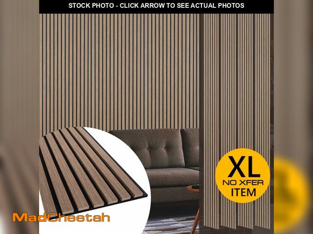 Lot 74-12895353 - Yuzzy Wood Panels for Wall - 9 Feet Dark Walnut Wood Slat Acoustic Panels 4 PCS - Modern Sound Absor...