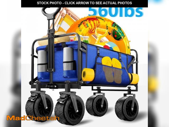 Lot 74-12144015 - Qunler 560lbs Large Collapsible Wagon Cart, Foldable Heavy Duty Big Bucket Cart Wagon with Side Stor...