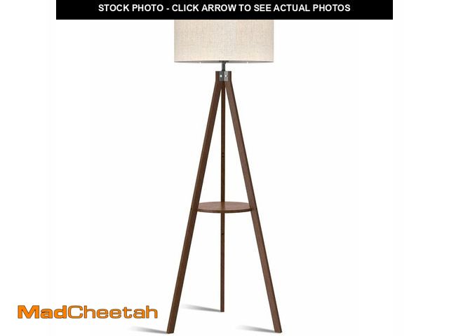 Lot 74-13962582 - LEPOWER Mid Century Wood Standing Lamp, Modern Design Shelf Floor Lamp for Living Room, Bedroom, Off...