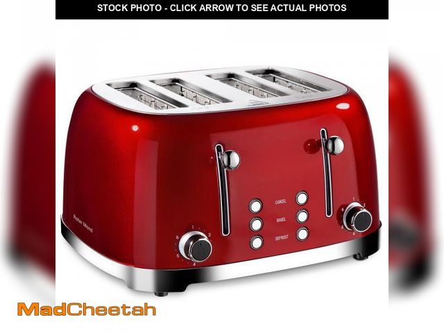 Lot 74-12220281 - Roter Mond 4 Slice Toaster Retro Stainless Steel with Bagel Defrost Cancel Function, 6 Browning Sett...