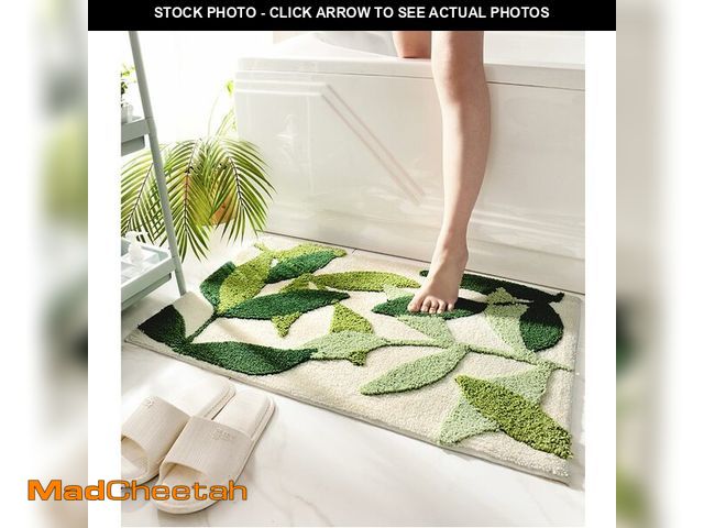Lot 74-12719346 - ZGXL Green Leaves Bath Mats Bathroom Rugs Set 2 Piece Non-Slip Soft Microfiber Absorbent Machine Was...