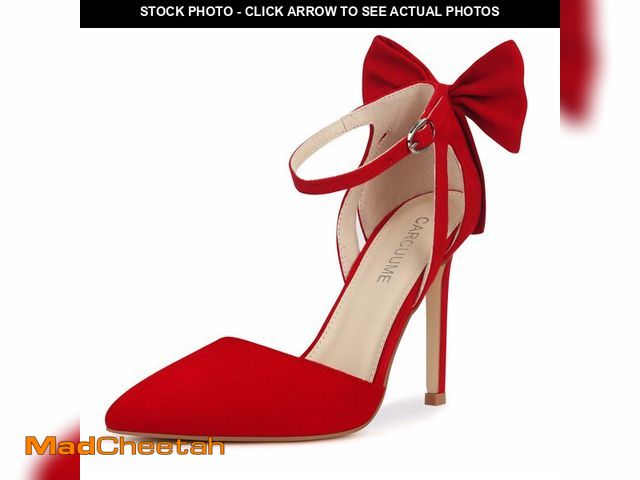 Lot 74-14303986 - Women's Closed Toe Heels Bow Stiletto Heel Sandals Pointed Toe Pumps Wedding Shoes, BELLEOO-RED-9 - ...